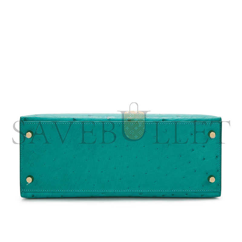 HERMÈS MASTER VERT VERONE OSTRICH KELLY SELLIER 25 GOLD HARDWARE (25*17*7cm)